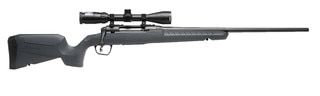 Synthetic grey compact 7mm-08 Remington bolt action rifle with 3-9 scope.